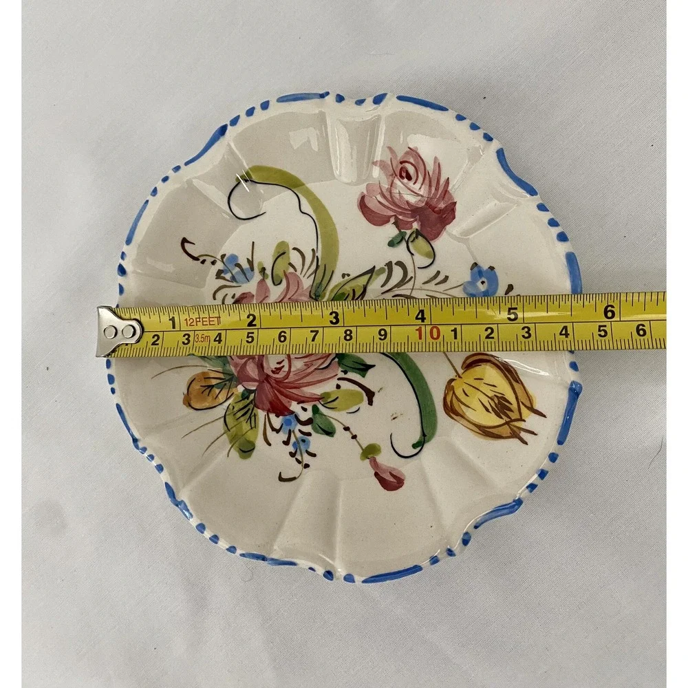 VTG Floral Painted Ceramic Dish ITALY Small Plate